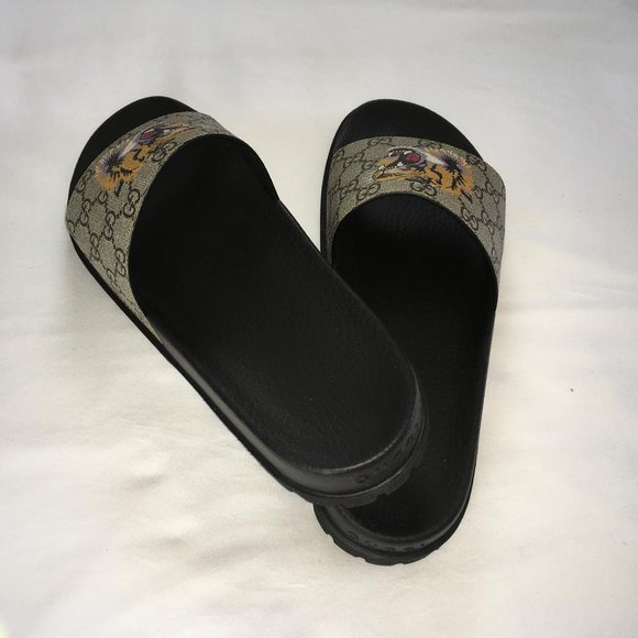 Gucci men's sandals Slides Wolf Size 9 Tiger G31 - Picture 8 of 11